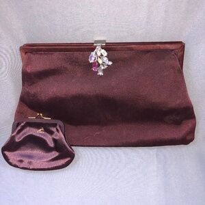 Vintage Koret Maroon Satin Clutch